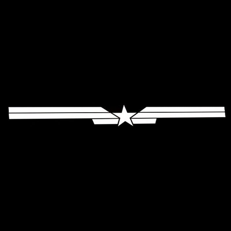 20cm*1.9cm Fashion Logo Star Stripe Windshield Vinyl Car Sticker Decal Black/Silver S6-3647