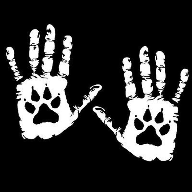 18cm*13.5cm Fashion Dog Paw Print Hand People Love Animal Vinyl Decals Car Sticker Black/Silver Accessories S6-3857