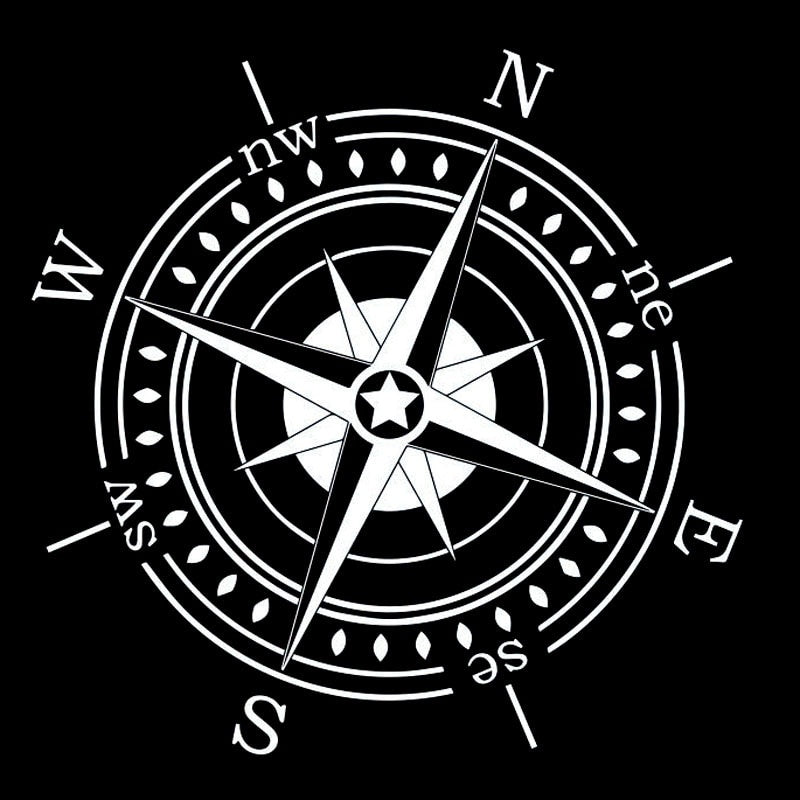 16.6cm*16.6cm NSWE Compass Nautical Vinyl Decal Car Stickers Black/Silver S6-3529