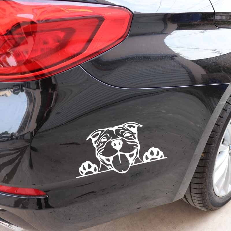 15.7X8.2CM Funny Car Sticker Paws Up Pitbull Bully Dog Decal Vinyl Decor Black/Silver C24-1577