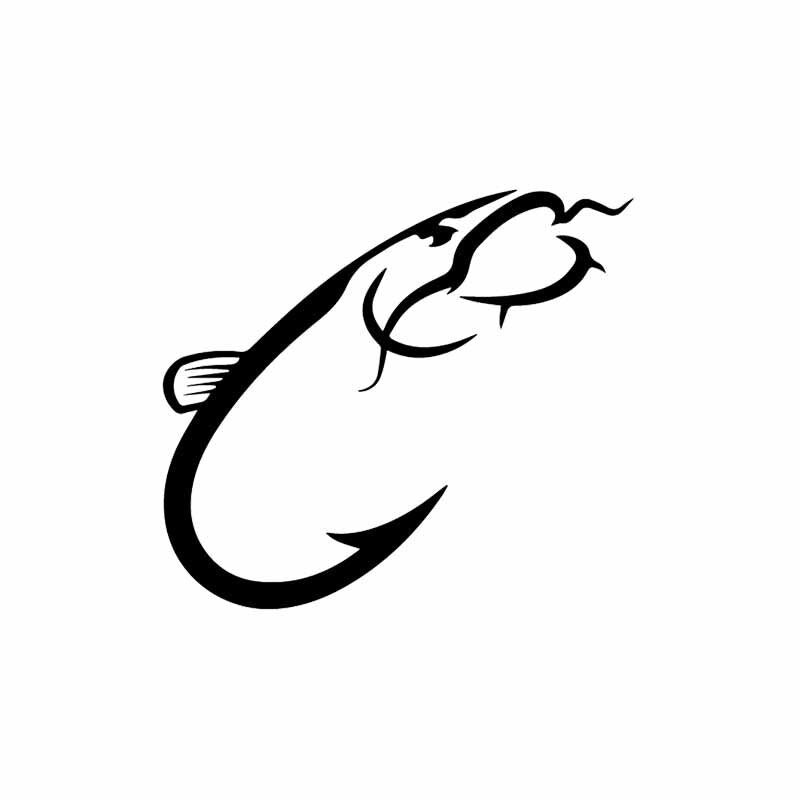 23.8X21.2CM Catfish Hook Fishing Home Decor Wall Sticker Toilet Decal T5-0306