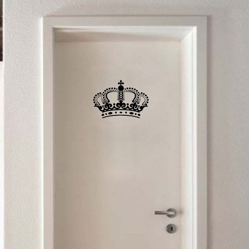 25*17.2CM CROWN Princess Art Wall Stickers Mural Room Door Decals Black D1-0291