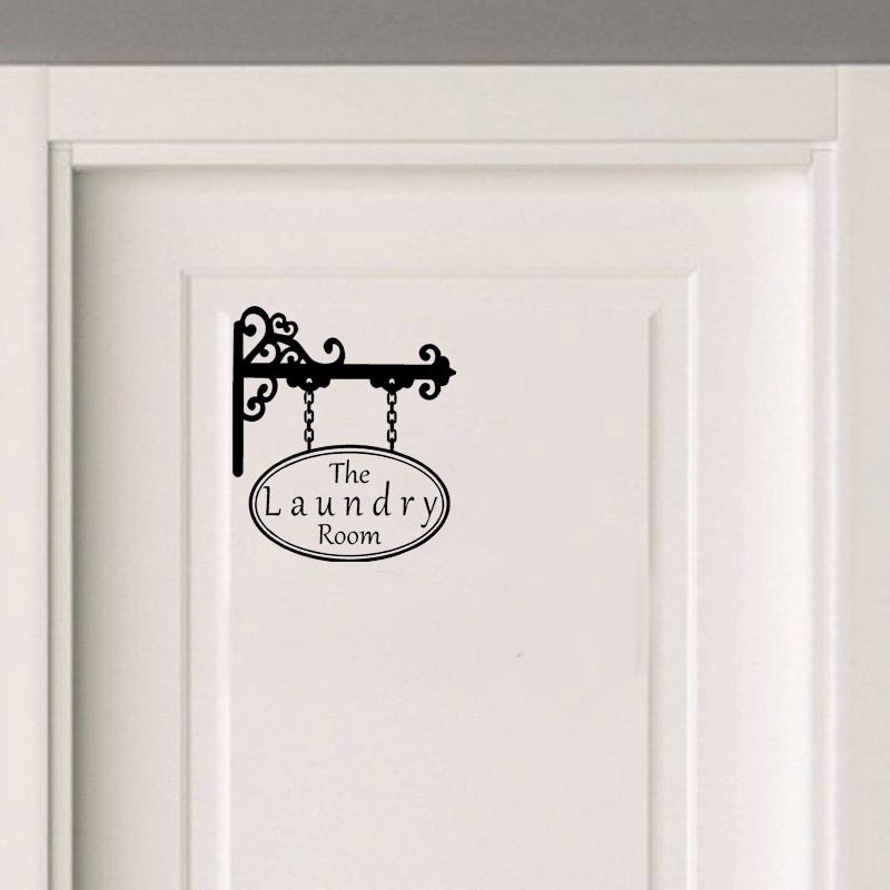Laundry Room Vinyl Door Sticker Creative Home Decoration Quote Wall Sticker