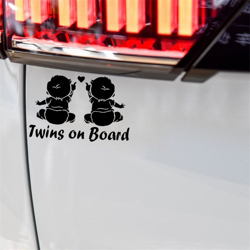 Fashion 19.1CM*12.5CM Twins On Board Super Lovable Waterproofing Vinyl Sticker Decal Car Black/Silver C10-00114