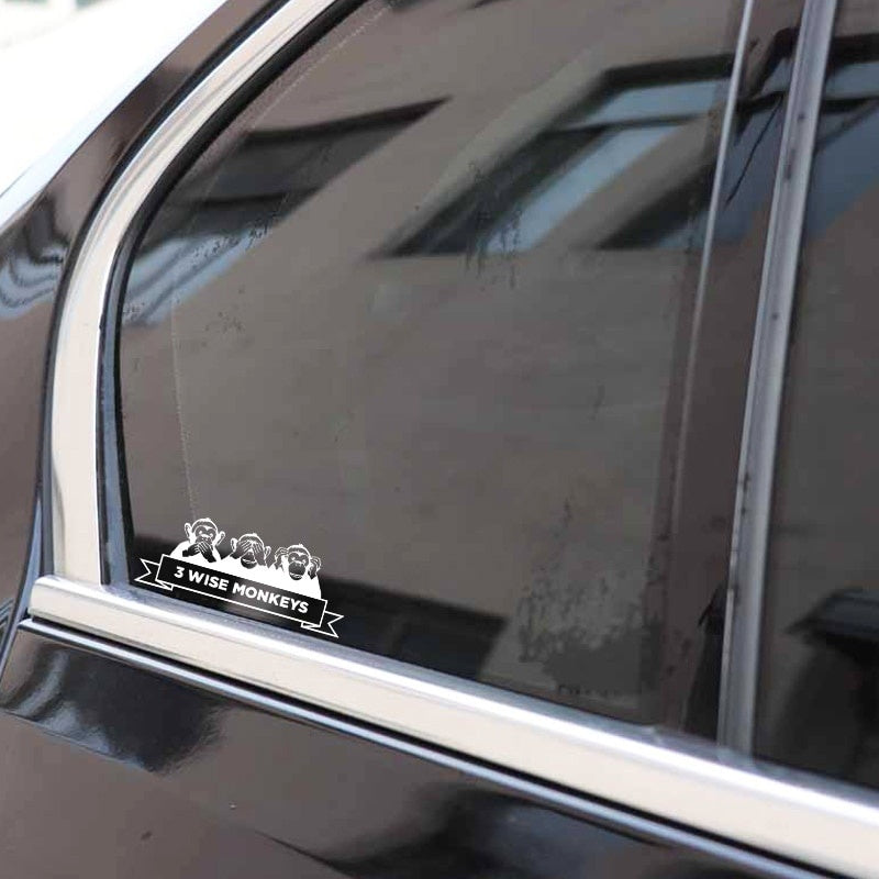 New Hot 17.6CM*6.7CM 3 WISE MONKEYS Vinyl Decal Creative Decoration Body Of Car Car Sticker Black/Silver C4-1872
