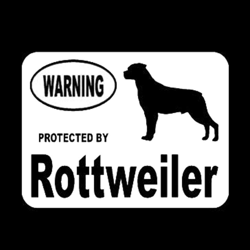 13.2cm*10cm Creative Warning Protected By Rottweiler Dog Vinyl Car Stickers C5-1899