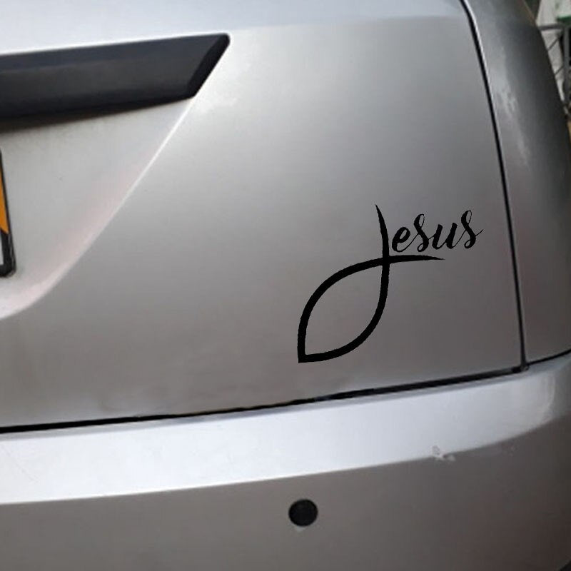 New Fashion 12.7CM*10CM Jesus Fish Vinyl Decal Sticker Car Window Wall Bumper Decoration Black/Silver C2-3050