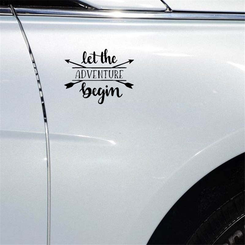 New Hot 17.8CM*14.2CM Let The Adventure Begin Vinyl Black Silver Motorcycle Car Sticker Decals C13-000420