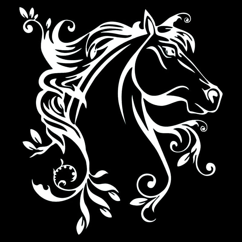 New Hot 20*22.4CM Horse Flowers Creative Car Door Stickers Decal Stylish Car Styling Accessories Black/Silver C9-0873
