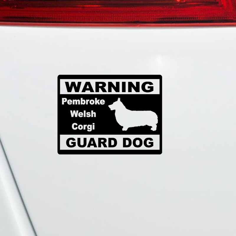 New Hot 15CM*11.4CM Pembroke Welsh Corgi Guard Dog Warning Guard Car Sticker Black/Silver C2-3210