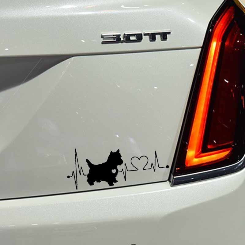 New Brand 21CM*8.4CM West Highland Westie Heartbeat Dog Vinyl Decoration Car Sticker Black/Silver C2-3321