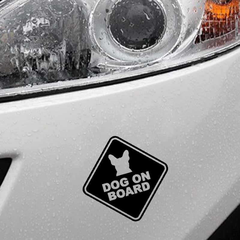 High-quality 10CM*10CM DOG ON BOARD Safety Sign Sticker Car Vinyl Decals Black/Silver C10-00561