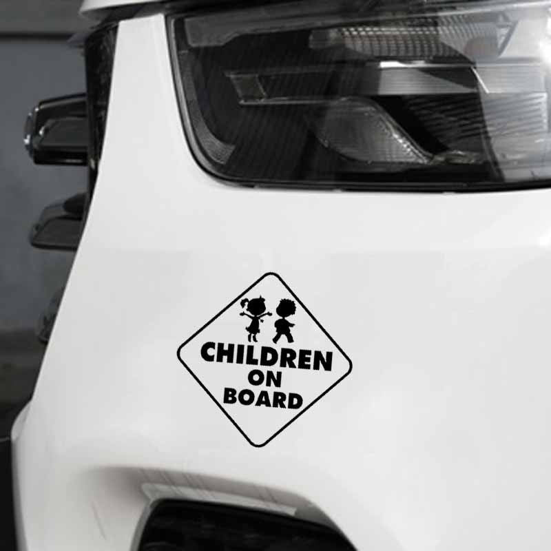 New Brand 10.2CM*10.2CM CHILDREN ON BOARD Cute Girl And Boy Car Sticker Decal Vinyl Black Silver C10-00664