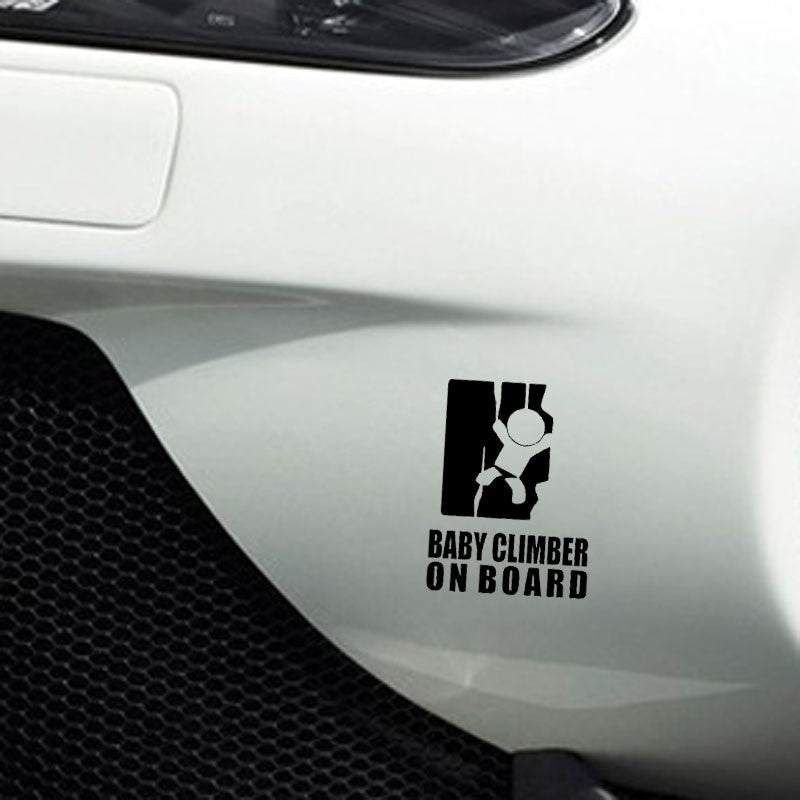 New Hot 9.1CM*12CM BABY CLIMBER ON BOARD Vinyl Sticker Car Funny Decals Black/Silver C10-00767
