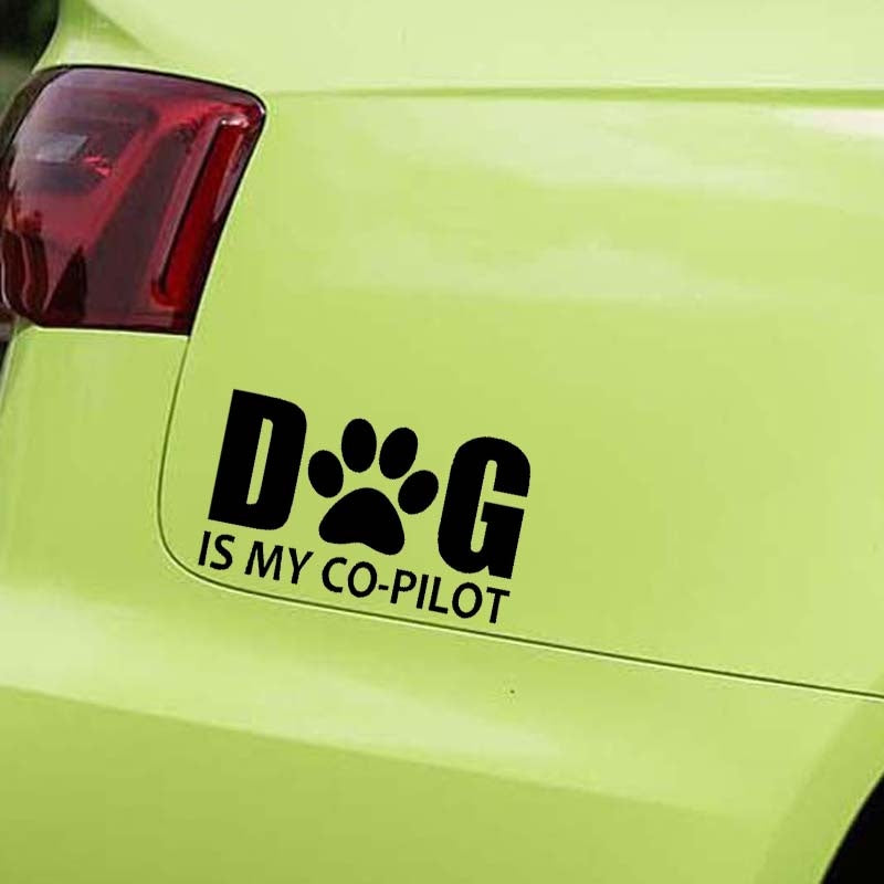 Hot 17CM*10.2CM DOG IS MY CO-PILOT Decal Vinyl Car Sticker Dog On Board Puppy Black/Silver C10-00763