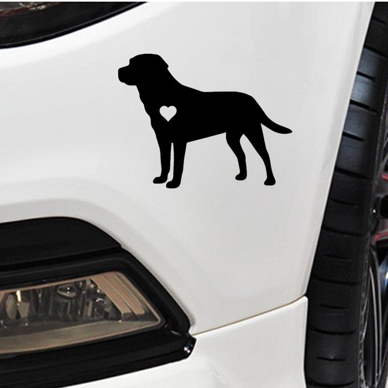 13CM*10.1CM Labrador Lab Heart Silhouette Vinyl Car Sticker Black/Silver C2-3162