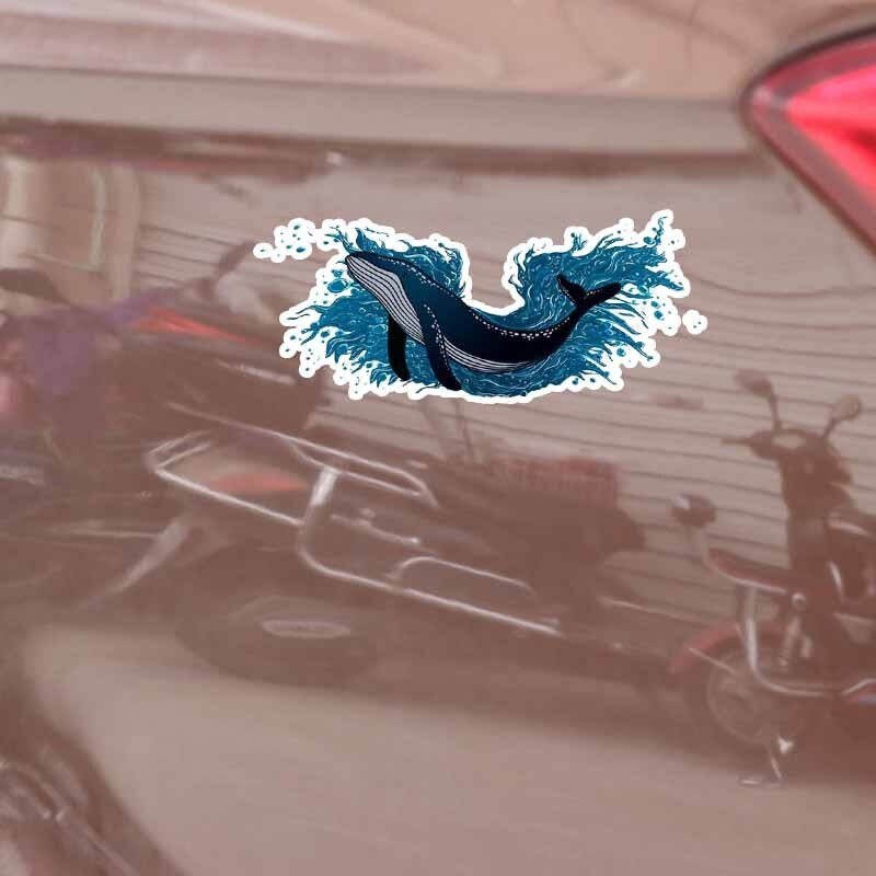 16CM*6.8CM Fashion Wave Whale Car Sticker Decal Graphical Waterproof 5-0240