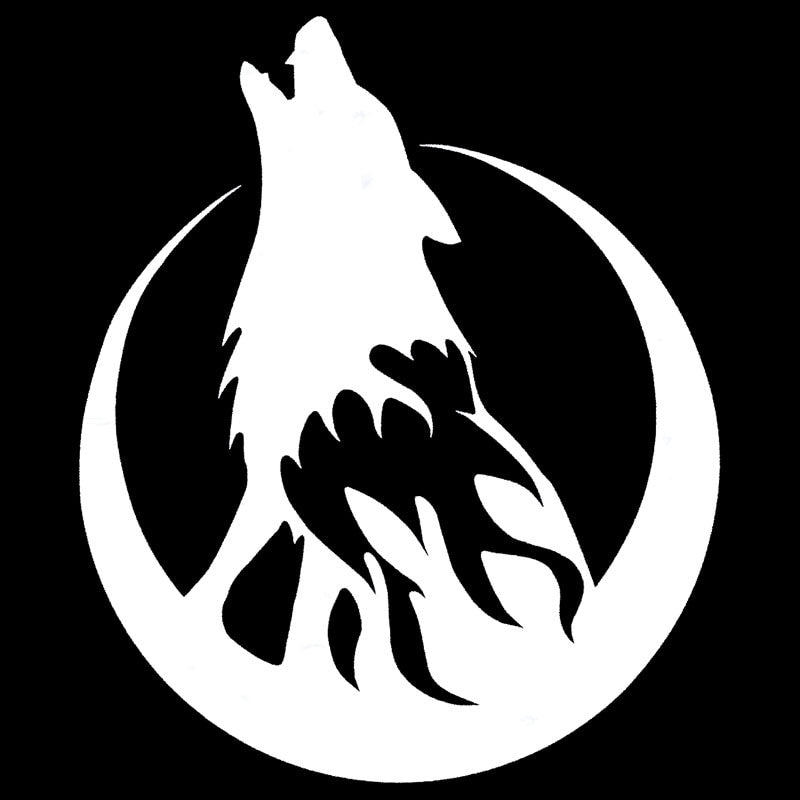 13.1*15CM Howling Wolf Moon On Fire Car Styling Decal Car Body Decorative Stickers Accessories Black/Silver C9-1106