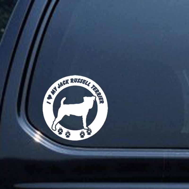 15CM*15CM I Love My Jack Russell Terrier Dog Car Bumper Sticker Black/Silver C2-3242