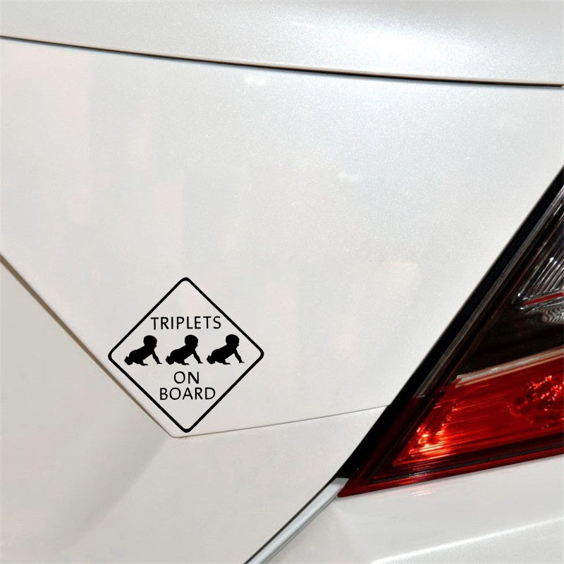 New Fashion 12.7CM*12.7CM TRIPLETS ON BOARD Car Sticker Decal Vinyl Black/Silver C10-00099