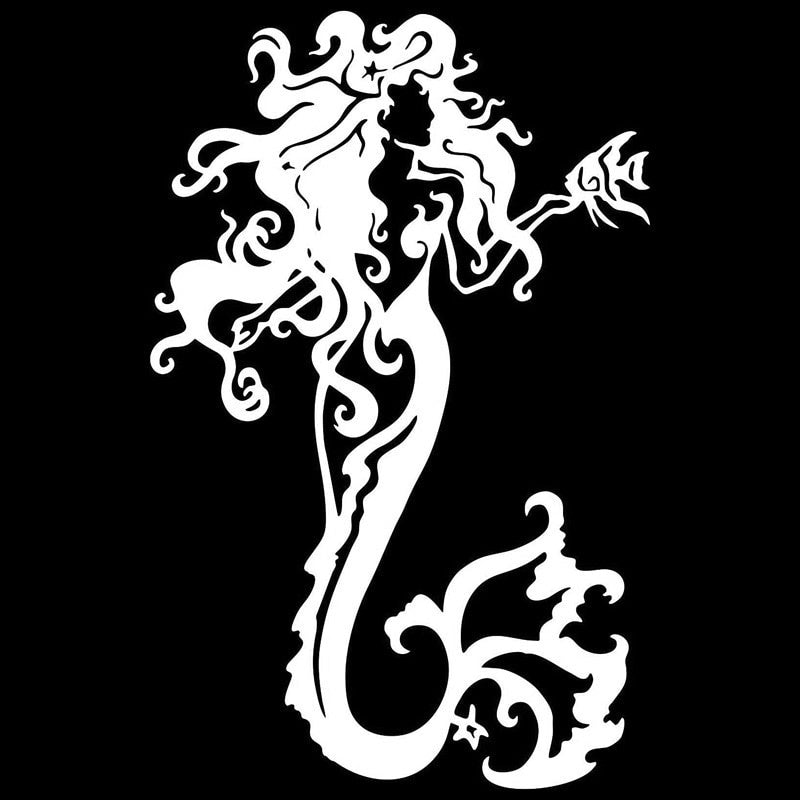 New Brand 9.7cm*15.1cm Tribal Mermaid Fantasy Ocean Girl Car Sticker Vinyl Car-Styling Black/Silver S3-5056