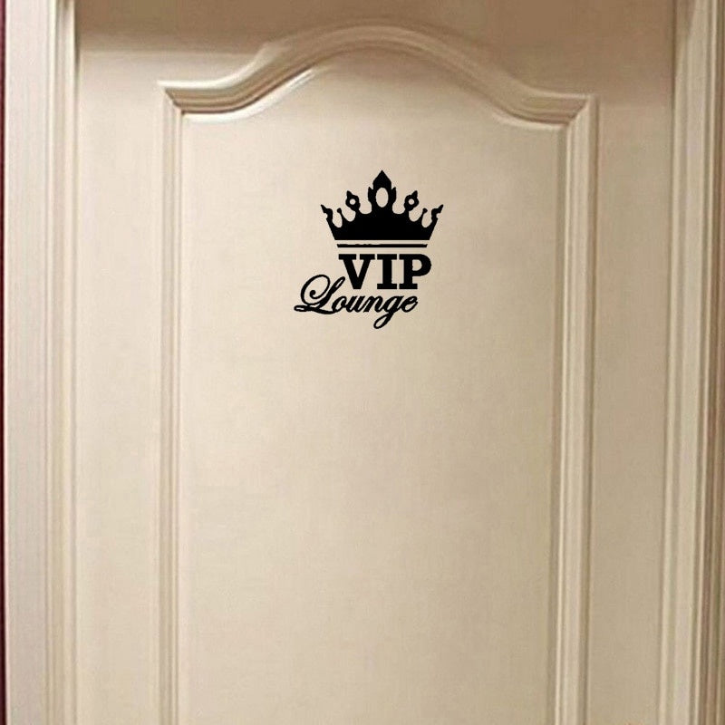 18.8*20CM Fashion Vip Lounge Crown WC Door Decal Wall Sticker Black Accessories A40258