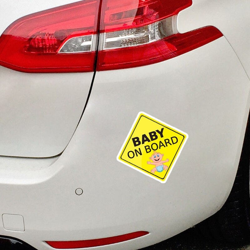 14.2*14.2CM Cartoon Interesting Car Sticker High Quality Graphic BABY ON BOARD Decoration Warning C1-5558