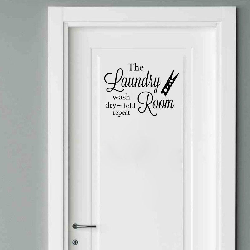 Artistic Laundry Room Vinyl Door Sticker Waterproof Home Decoration Wall Sticker A2305