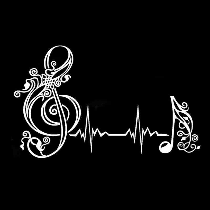 18.9CM*11.4CM Interesting Musical Heartbeat Pulse Silhouette Decor Car Stickers Vinyl Black/Silver S9-0755