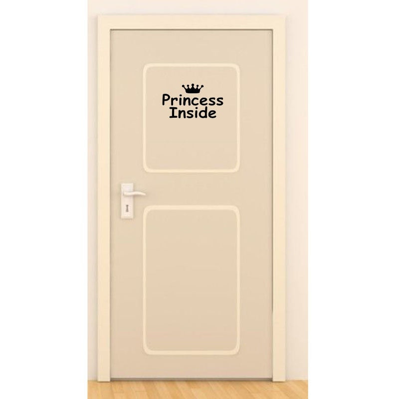 25*14.4CM PRINCESS INSIDE Girl Bedroom Door Stickers Creative Room Wall Decor Decal D1-0163