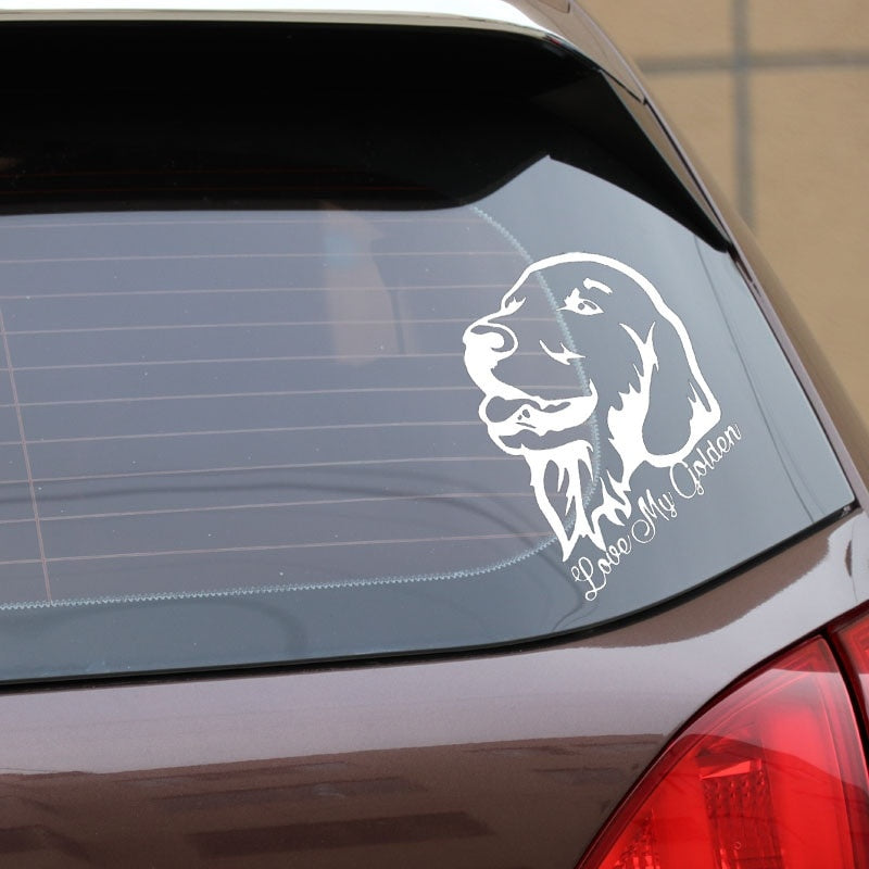 12.3X15.8CM Love My Golden Retriever Vinyl Decal Window Car Sticker Decor Dog Pet Black/Silver C24-1136