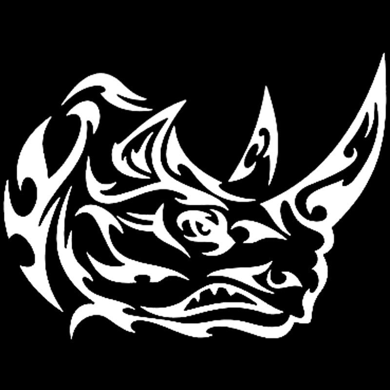 Fashion 15.1cm*11.4cm Tribal Rhino Vinyl Car Sticker Car Accessories Black/Silver S3-5483