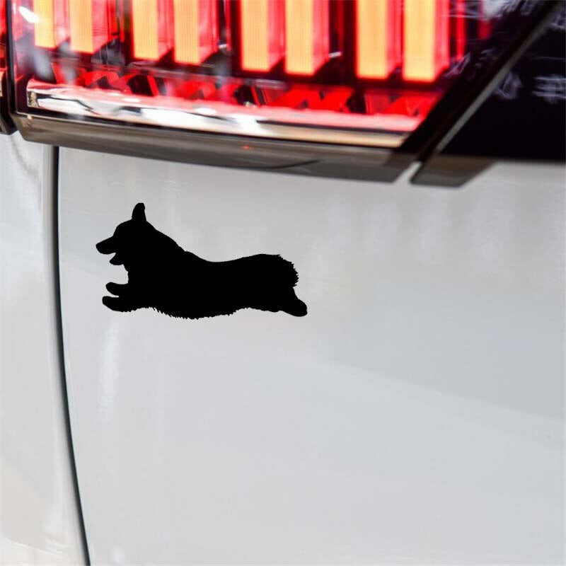 Hot 15CM*8.1CM Corgi Dog Sprinting Vinyl Car Decal Sticker Black/Silver C10-00490