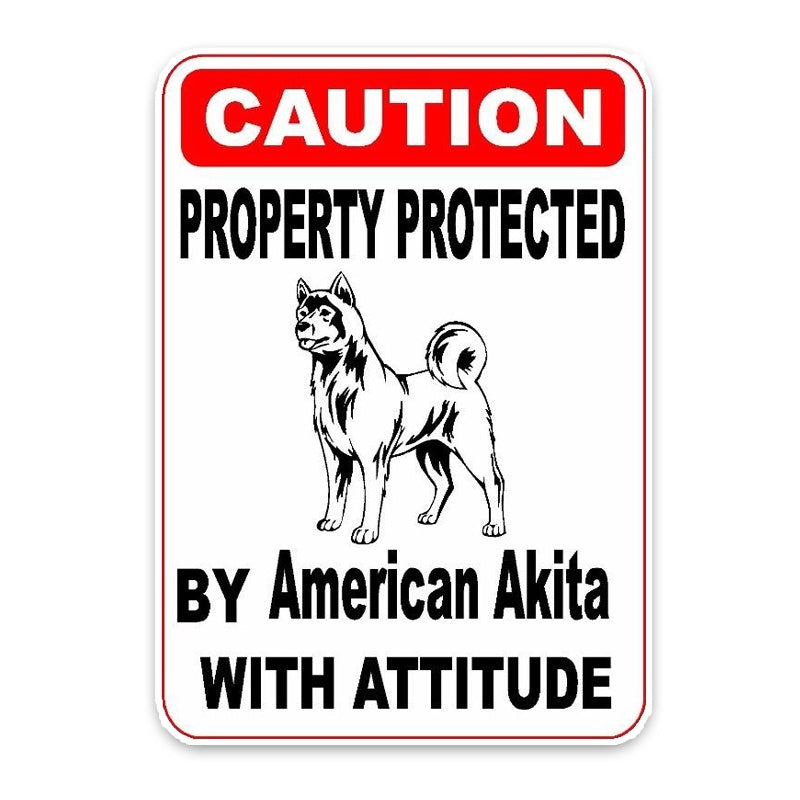 11.4*16CM Property Protected By American Akita Dog Puppy Pet Decoration Fashion Car Sticker C1-4738