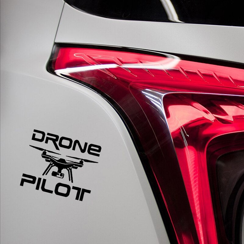 14.6CM*11.9CM Car Sticker " DRONE PILOT " UAV Drone Vinyl Decal Black/Silver C3-0189