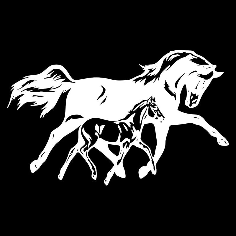 20*12.3CM Horse Filly Colt Rodeo Classic Car Body Stickers Decal Western Farm Car Styling Black/Silver C9-0846
