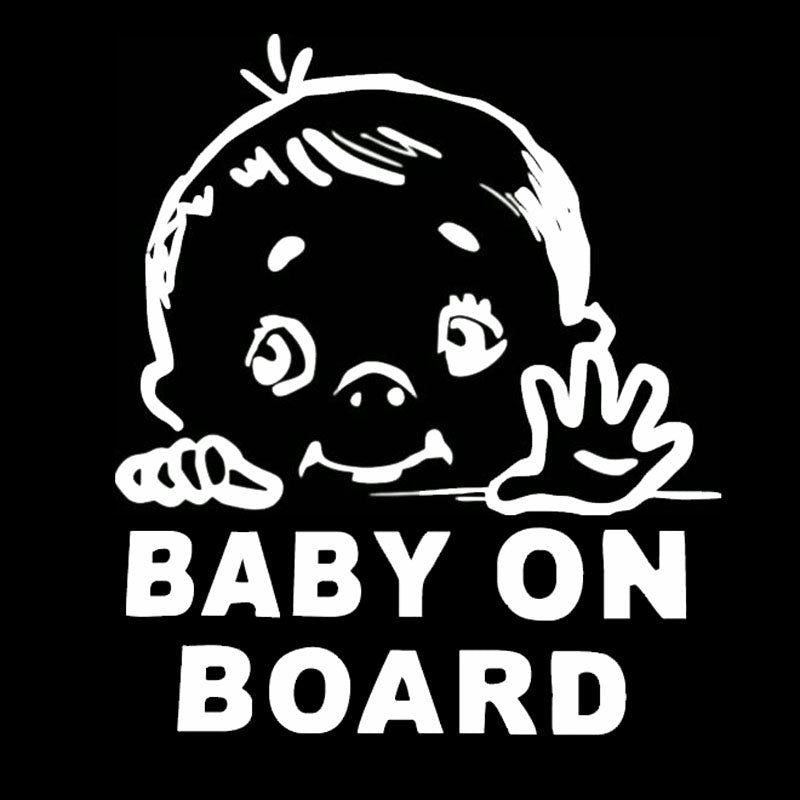 Fashion 13.1*15.2CM Lovely Child BABY ON BOARD Safety Sign Car Stickers And Decal Vinyl Car Styling Black/Silver C9-2319