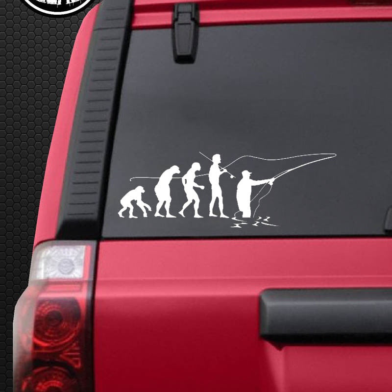 16.5cm*5.7cm Evolution OF FLY FISHING Vinyl Decor Decals Car Sticker Black Silver C11-0190