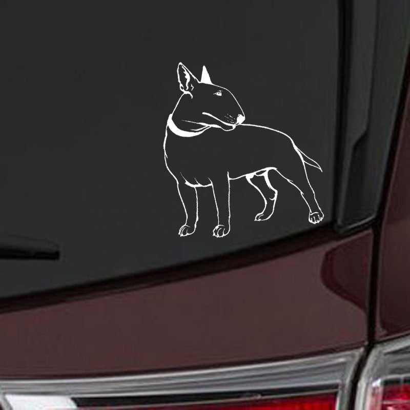 17CM*19.2CM Decal Bullterrier Dog Pet Animal Feet Tail Guard Vinyl Car Stickers Black/Silver C10-00260