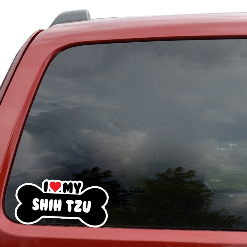 15*7.1CM I Heart My Shih Tzu Dog Bone Car Bumper Car Sticker Decals C1-4159