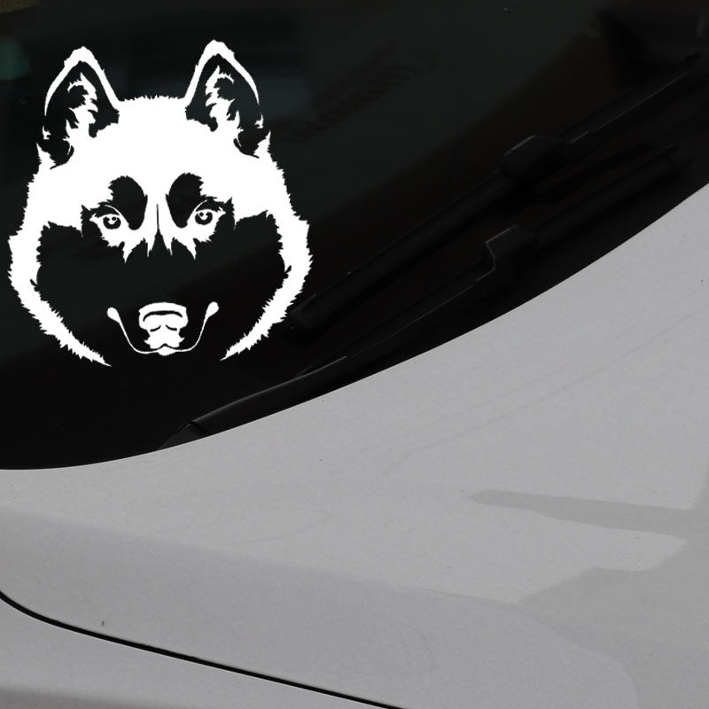 14.1X14.7CM Husky Head Dog Pet Animal Car Stickers Art Mural Vinyl Decal Decoration Black/Silver C24-1237
