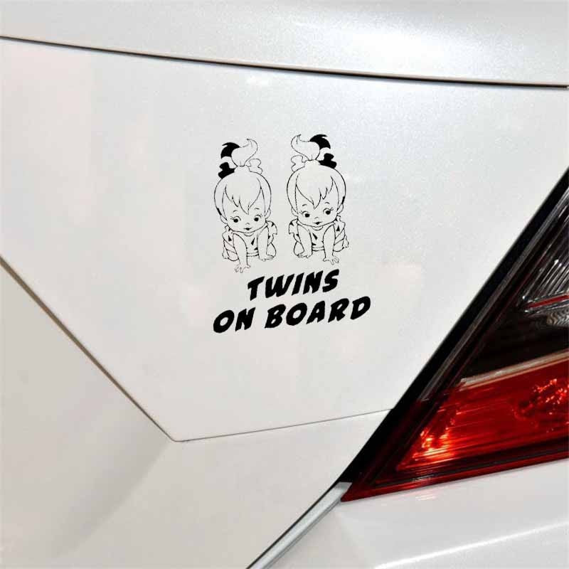 Hot 12.5CM*15CM BABY TWINS ON BOARD Car Decal Vinyl Sticker Black/Silver C10-00777