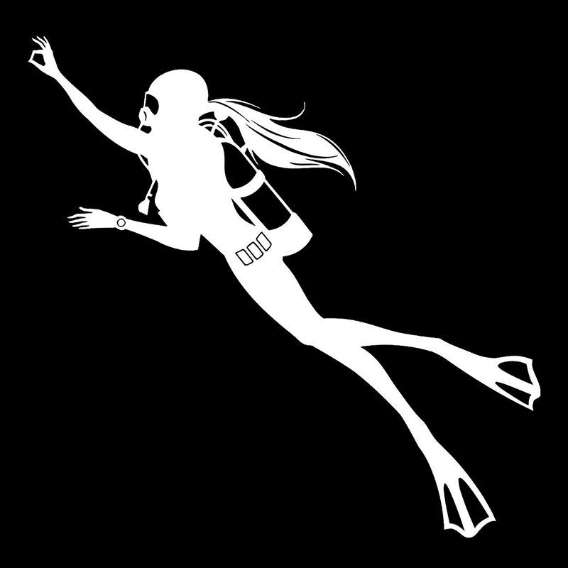 16.8*16.4CM Special Decal With Scuba Diving Movement Cartoon Characters Of Female Diver Stickers C7-0045