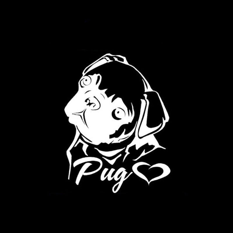 11cm*14.3cm Creative Personality Lovely Animal I Love Eight Bar PUG Vinyl Decals C5-0519