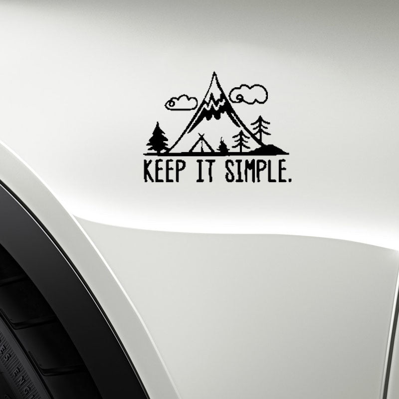 Hot 17.8CM*13.3CM KEEP IT SIMPLE ADVENTURE Vinyl Personality Car Sticker Decals Motorcycle Black/Silver C13-000441