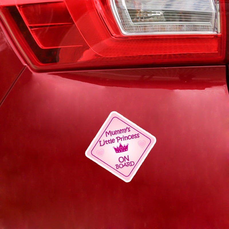 13.5*13.5CM Interesting Mummy Little Princess BABY ON BOARD Bumper Window High Quality Colored Car Sticker Graphic C1-5696