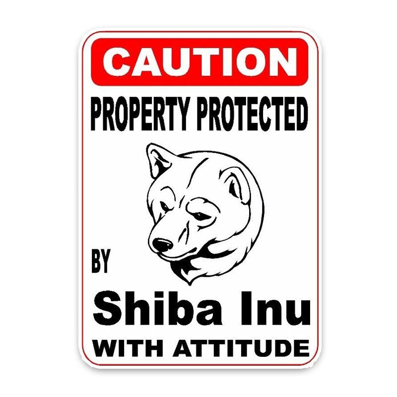 10*14.2CM Property Protected By Shiba Inu Dog The Tail Of The Car Car Sticker Decals C1-4767