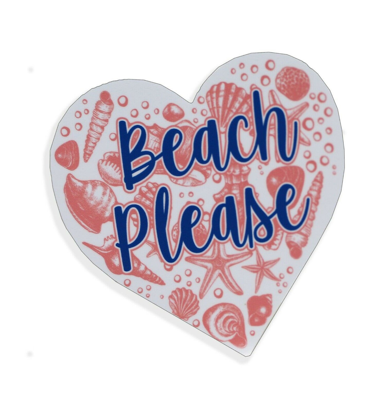 Pink Beach Please Heart Sticker Ocean Cup Laptop Car Vehicle Window Bumper Decal