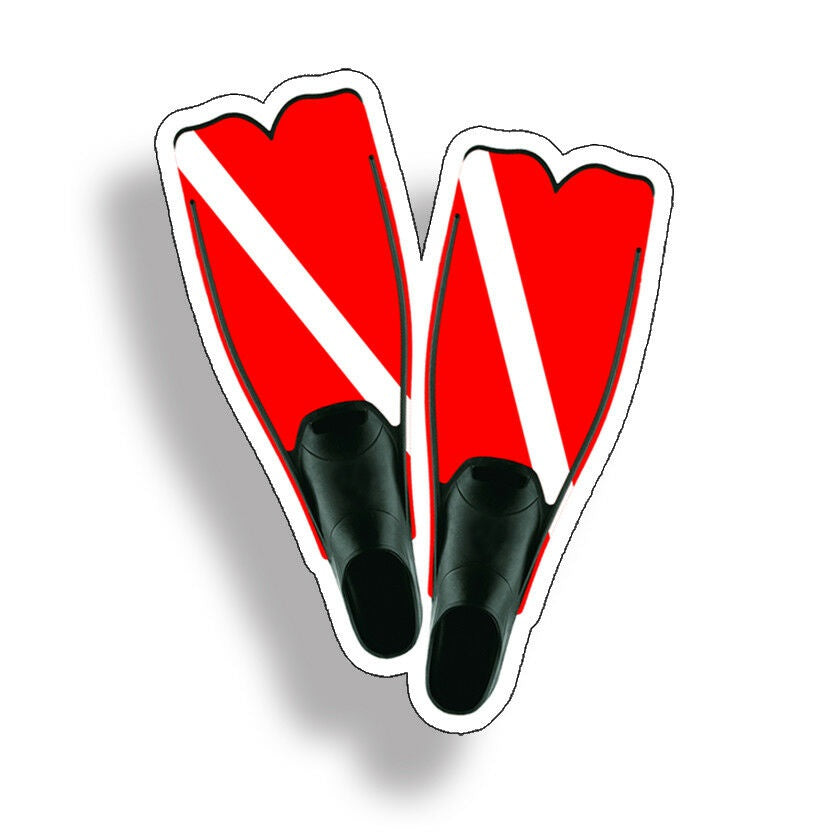 Scuba Dive Fin Sticker Cup Laptop Car Window Bumper Diver Down Decal Boat Diving