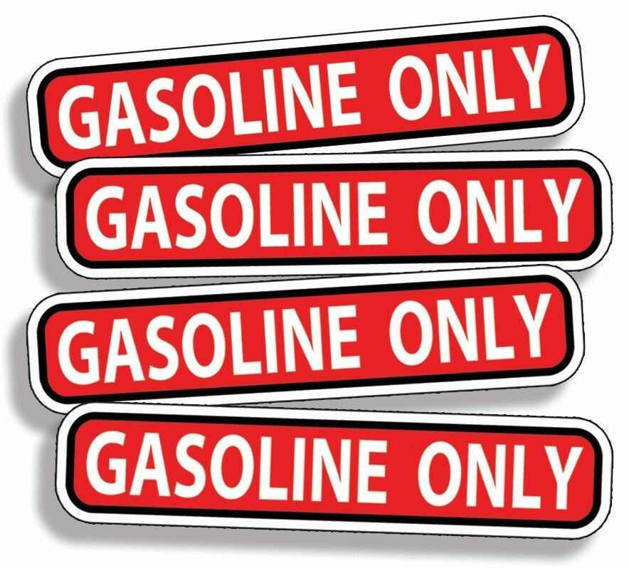 4PCs Gasoline ONLY Sticker OEM Gas Engine Fuel Car Vehicle Tractor Labels vinyl decal